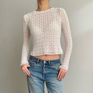 Zara pointelle crochet lace knit sweater top